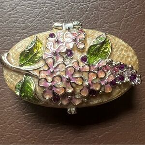 Floral Trinket Box with Pink and Green Accents